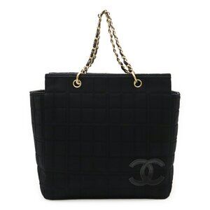 CHANEL Black Leather Logo Shoulder Bag